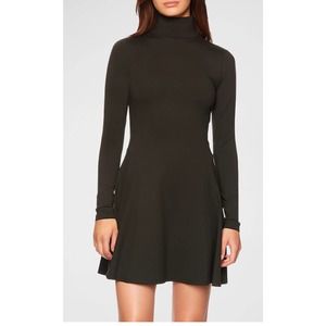Susana Monaco Mock-Neck Long-Sleeve Flare Mini Dress